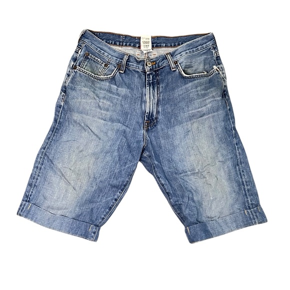 Vtg Y2K Lucky Brand Classic Fit Denim Shorts Upcycled Long Inseam Light Wash 34 - Picture 1 of 5